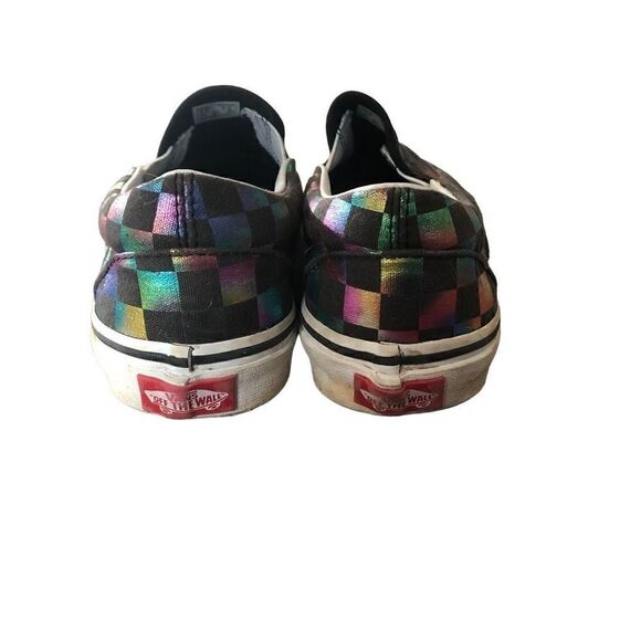 Vans Sk8 Classic Slip On Checkered Iridescent Rainbow Women's 6.5 - Picture 3 of 5